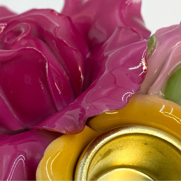 Set of 2 Royal Albert Old Country Roses Pink Yellow Sculpted Taper Candle Holder - Picture 15 of 16